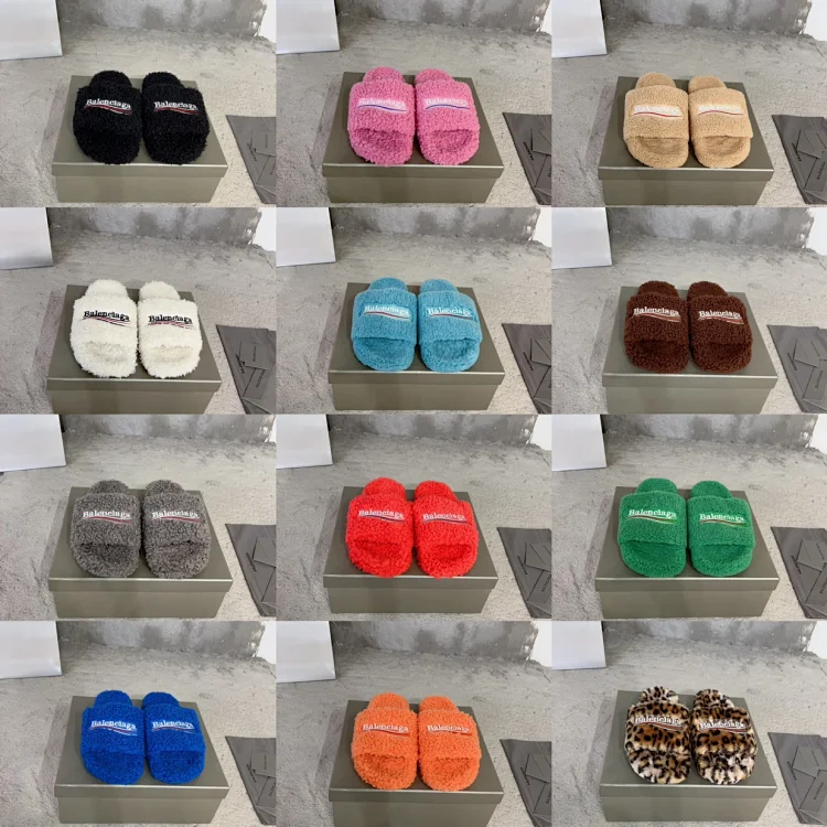 Balenciaga fluffy slippers